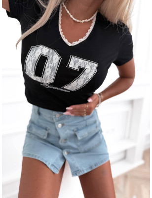 BLUZKA T-SHIRT KORONKOWY NAPIS 07
