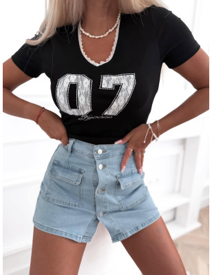 BLUZKA T-SHIRT KORONKOWY NAPIS 07