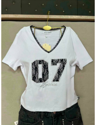 BLUZKA T-SHIRT KORONKOWY NAPIS 07