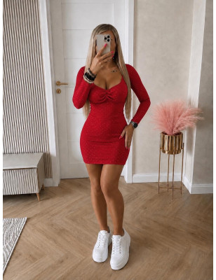 MODELUJĄCA SUKIENKA PRĄŻEK Z CYRKONIAMI PUSH UP Z DŁUGIM RĘKAWEM 6 KOLORÓW