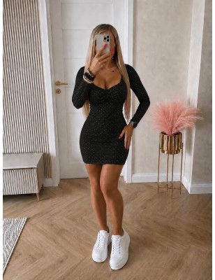 MODELUJĄCA SUKIENKA PRĄŻEK Z CYRKONIAMI PUSH UP Z DŁUGIM RĘKAWEM 6 KOLORÓW