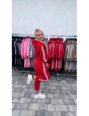 KOMPLET DRESOWY Z LAMPASAMI BLUZA I SPODNIE CZERWONY