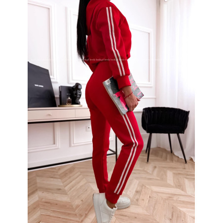 KOMPLET DRESOWY Z LAMPASAMI BLUZA I SPODNIE CZERWONY