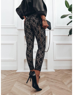 LEGGINSY KORONKOWE PUSH UP Z ZAMKIEM CZARNE