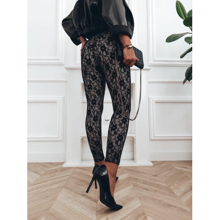 LEGGINSY KORONKOWE PUSH UP Z ZAMKIEM CZARNE